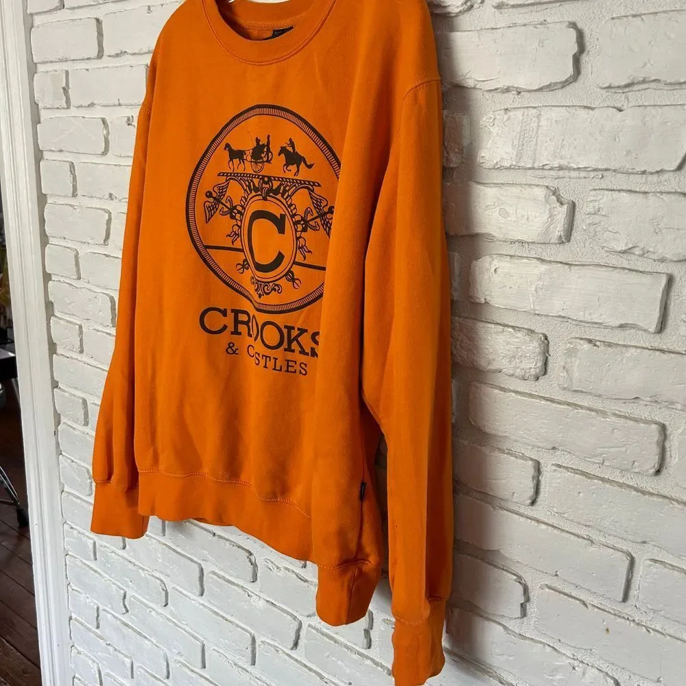 Crooks & Castles Men's Orange Crew Neck‎ Sweatshirt Size XL Tall